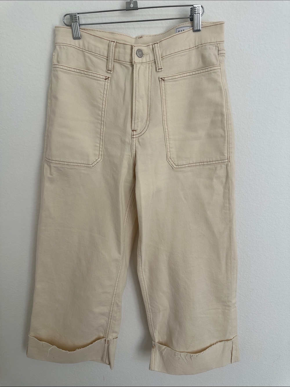GAP Cream High Rise Stride Crop Ankle Pants
